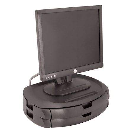 Kantek Kantek LCD Monitor Stand with Drawers - Flat Panel Display Type Supported - 5" Depth - Black MS200B